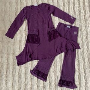 Naartjie Kids Vintage Purple Long Sleeve Dress and Leggings Set 🌺 Size 5 yr old